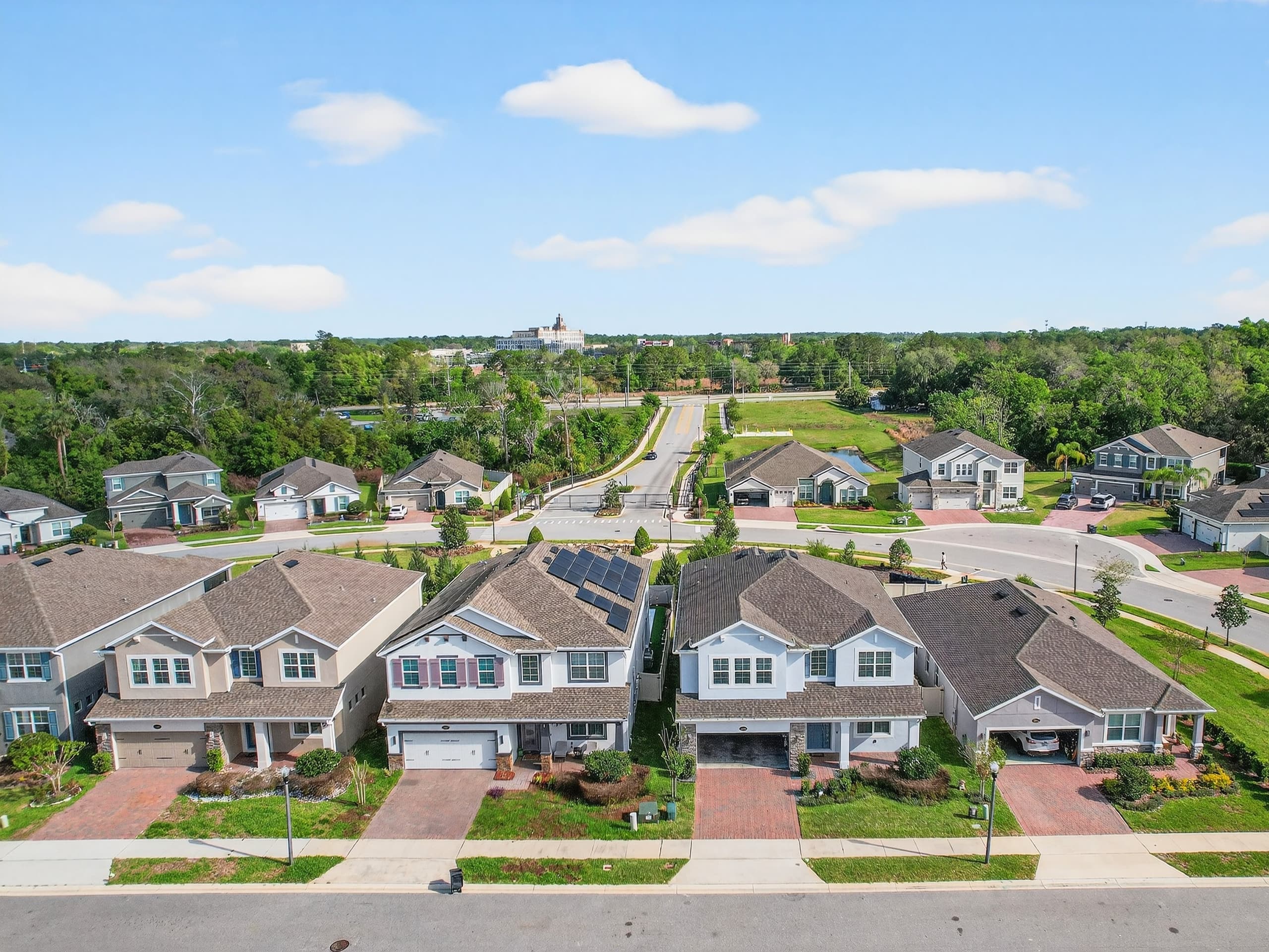 Aerial drone view Orlando neighborhood
