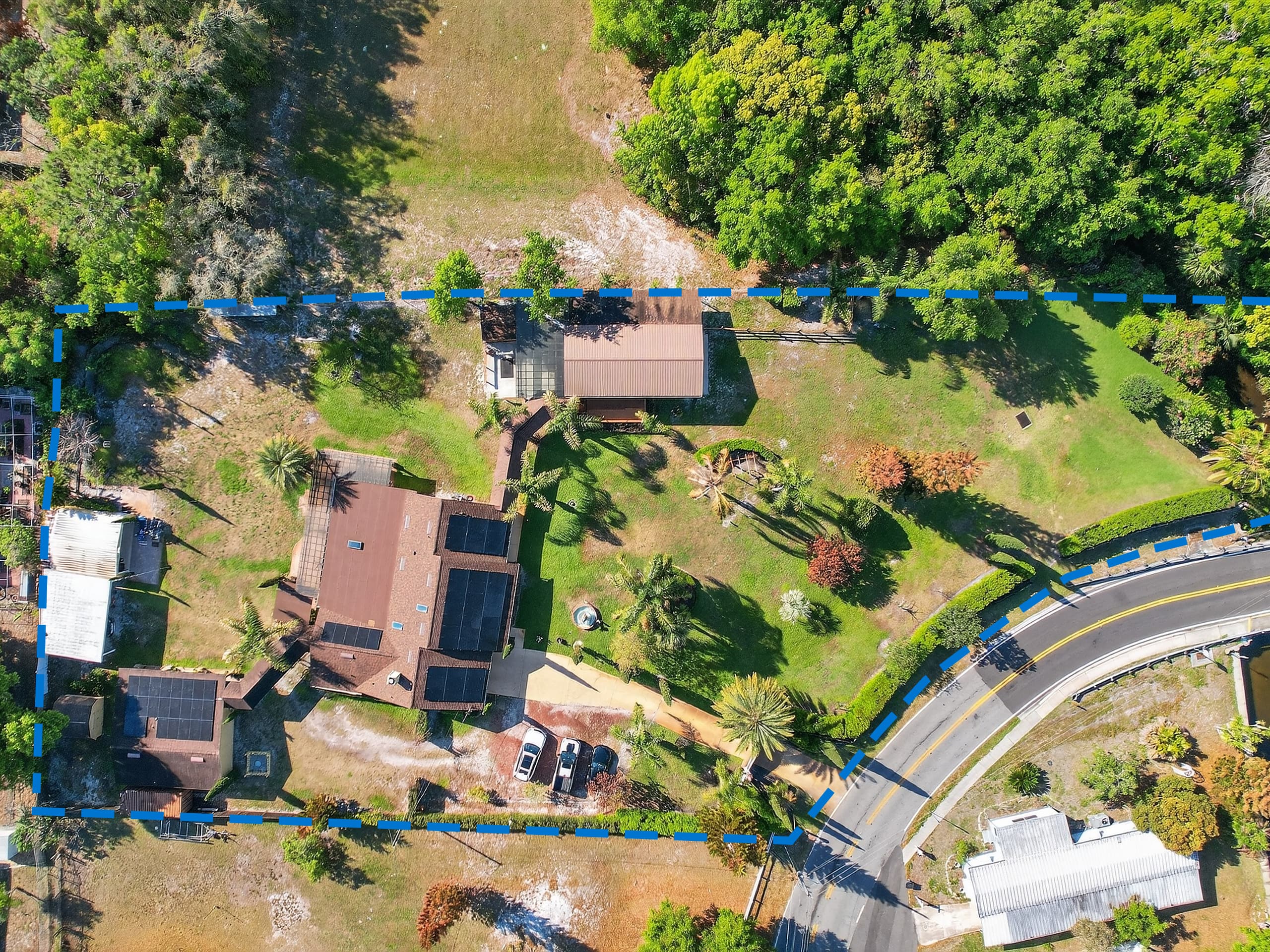 Aerial blue boundary lines Orlando